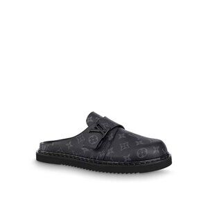 LOUIS VUITTON Easy Mule slip-on style shoe in black and grey Size USA 10 EUC